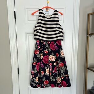 Anthropologie Striped and Floral Sleeveless Dress